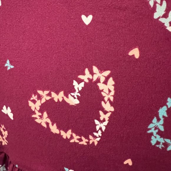 RMLA Burgundy Toddler Dress Butterfly Hearts Fluffy Tie Dyed Purse 2T 3T 4T - Picture 4 of 7